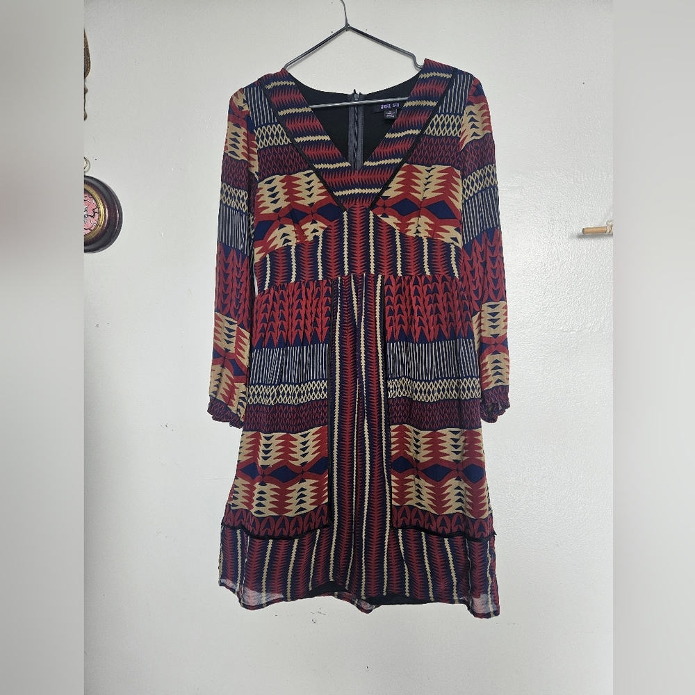 Anna Sui Tribal Print Dress in Red and Black
